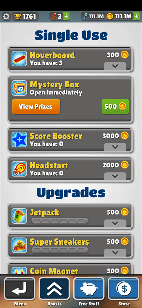 地铁跑酷盲跑版本(金币看不见)